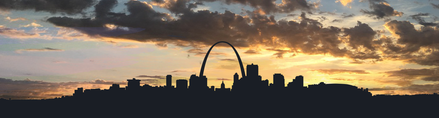 A sunrise over the St. Louis skyline, representing a new day after the storms on May 16.